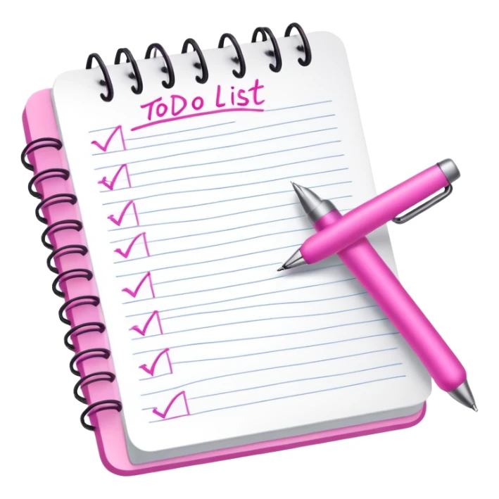 a hand writing a to-do list with a pink pen in a notebook sticker