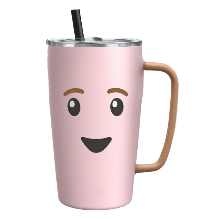 Light pink 40oz Stanley tumbler with handle and straw sticker