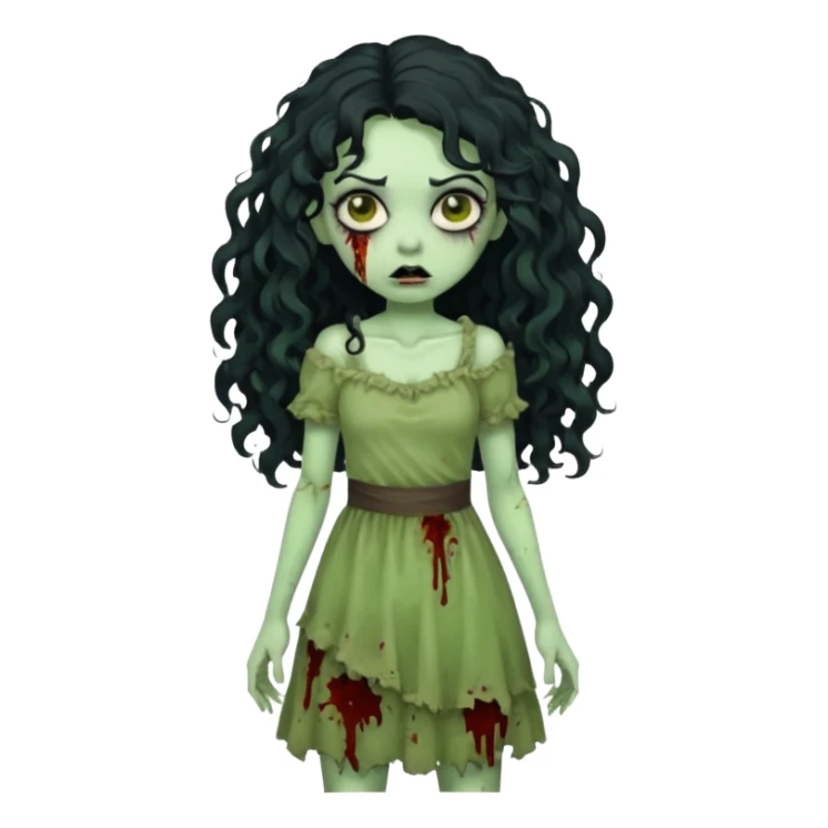 garota zumbi com cabelo cacheado longo oreto sticker