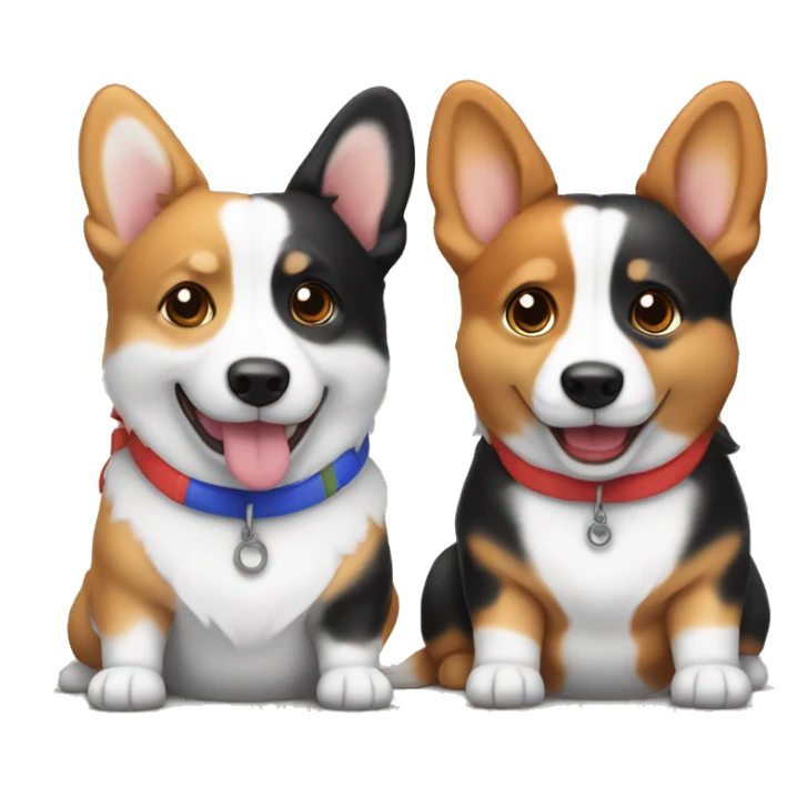 Two hanging tricolor and brandle corgies sticker