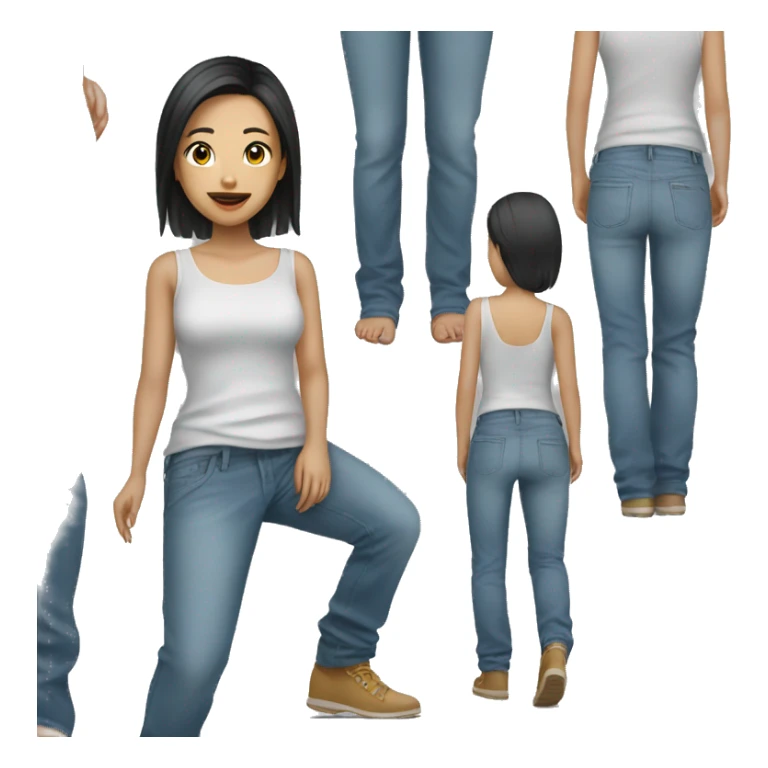 Asian girl wearing baggy jean pants  sticker