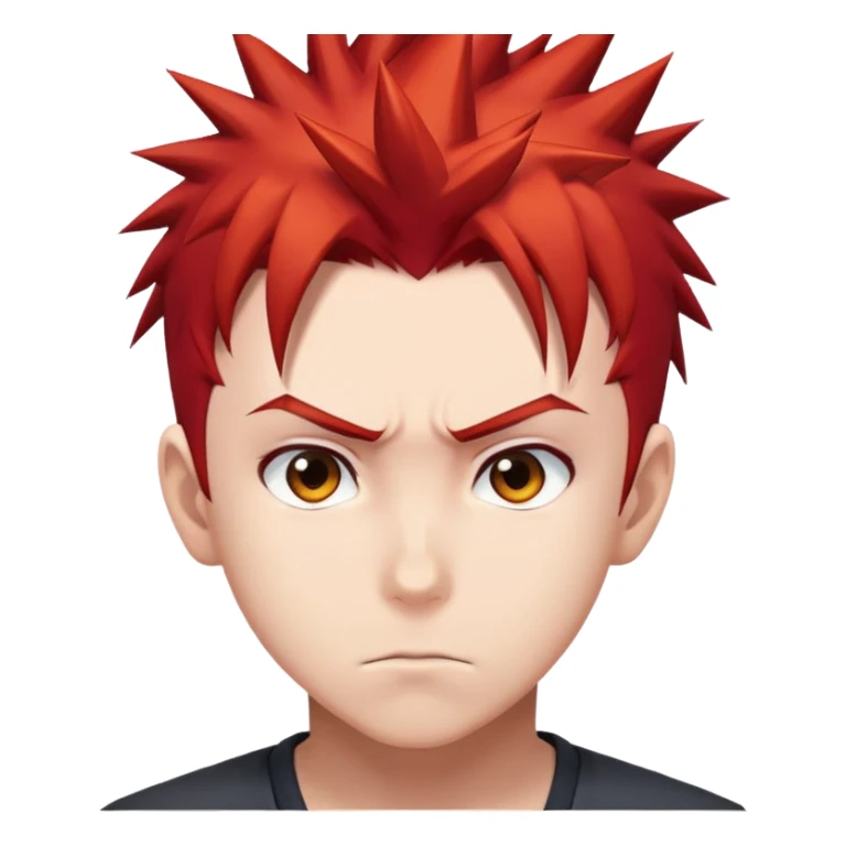 Anime boy with spiky red hair and determined expression sticker