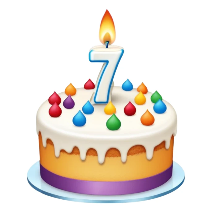 celebration cake with number 7 candle sticker