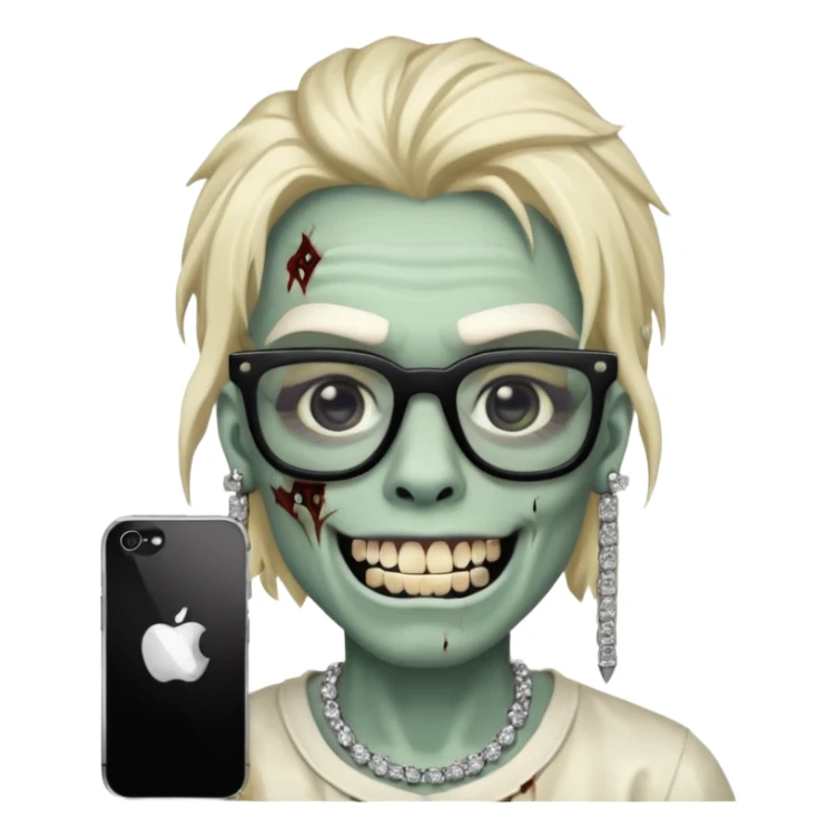 zumbi do iPhone com grillz de diamante, com nudread preto e óculos quadrado sticker