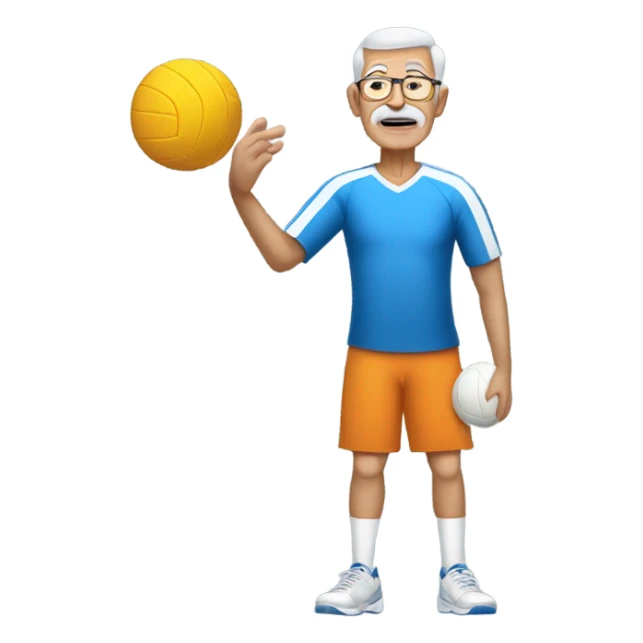 tall grandpa is playing volleyball  sticker