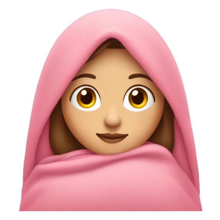Brunette caucasian woman cuddled in a big pink blanket sticker