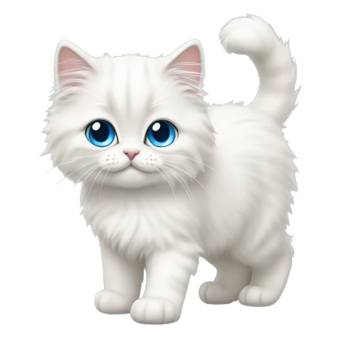 White siberian cat whit blue eyes kitten walking  sticker