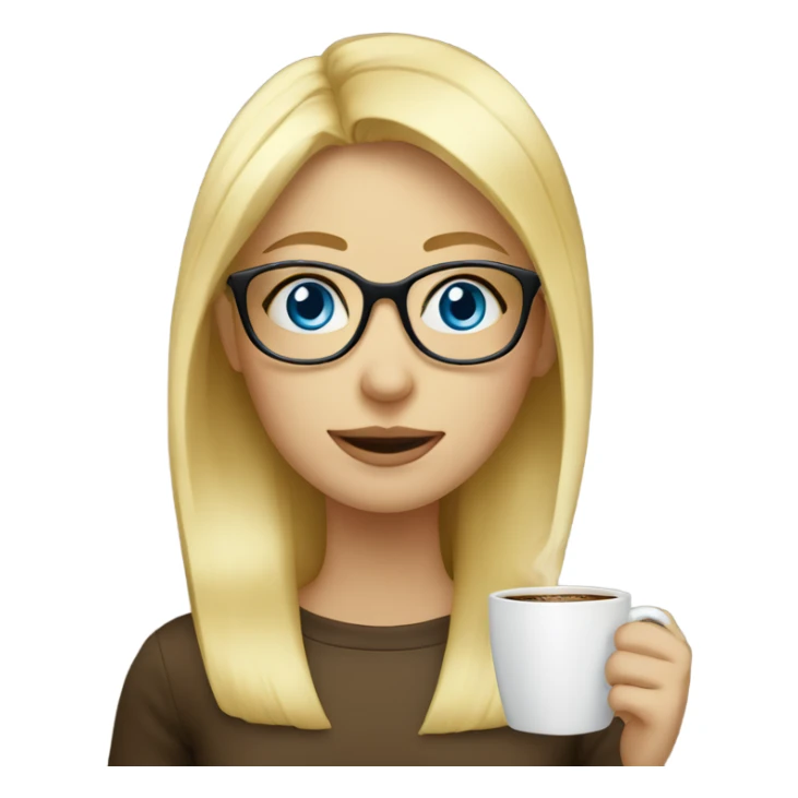 Blond girl with blue eyes and glasses drinking coffee  sticker