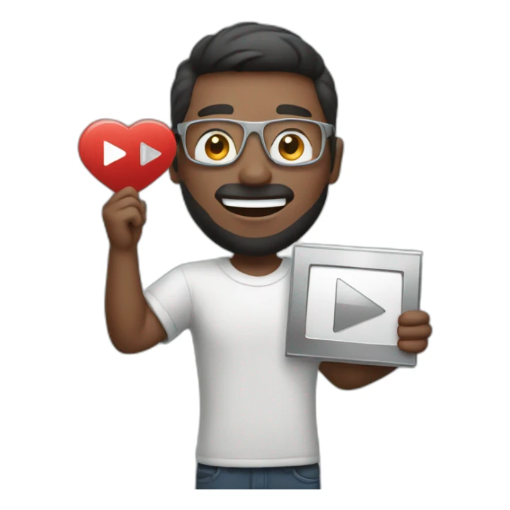 A man being happy holding youtube silver play button sticker