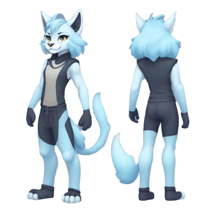 Anthropomorphic Anthro Pastel Blue Sona Lynx-Fakémon Furry Full Body sticker