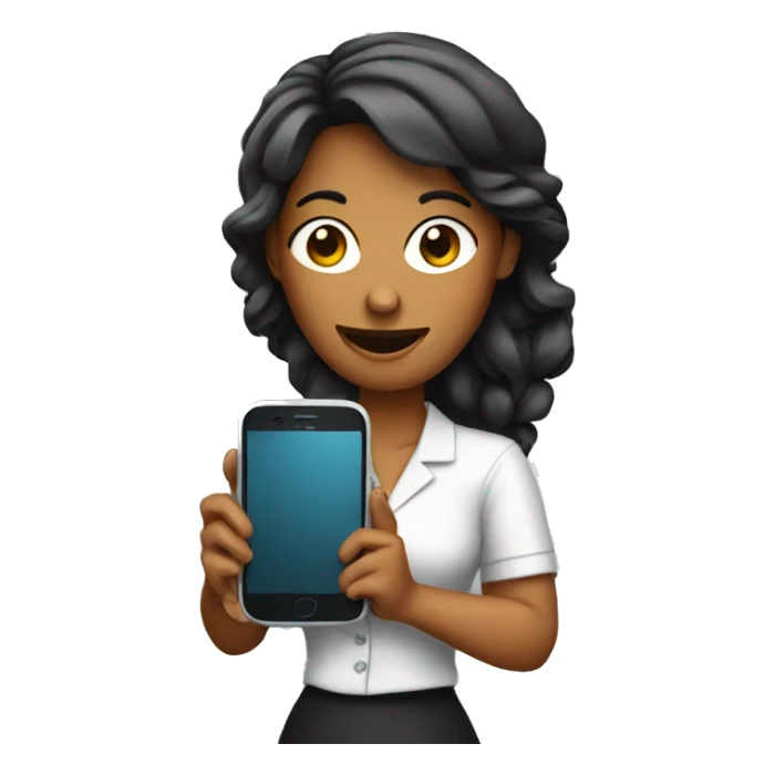 woman showing big phone sticker