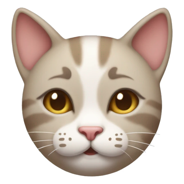 The cat with closed eyes and soft smile, small hearts around his head. sticker