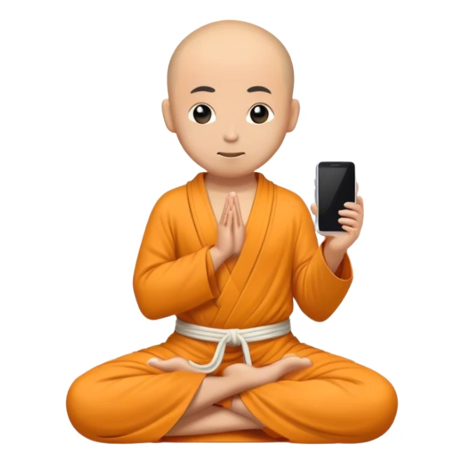 a mobile Phone covered in a monk robe in yoga position sticker