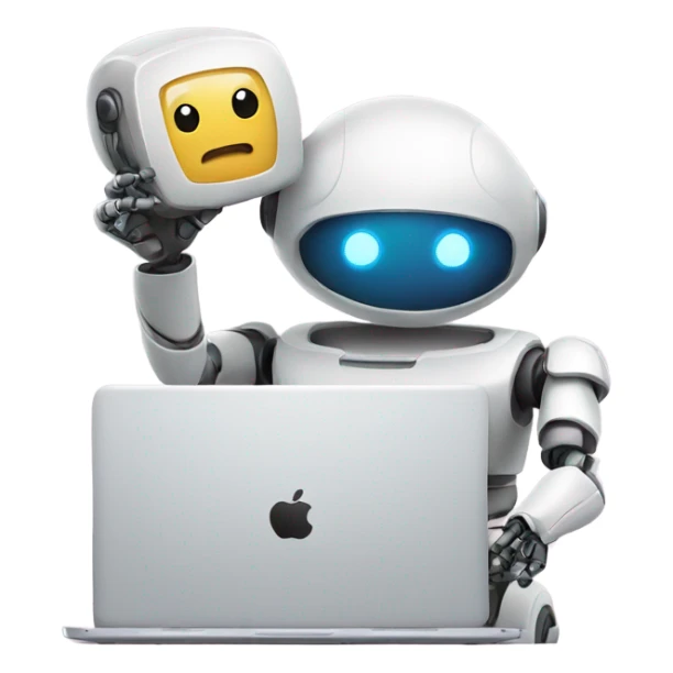 laptop and cute robot sticker