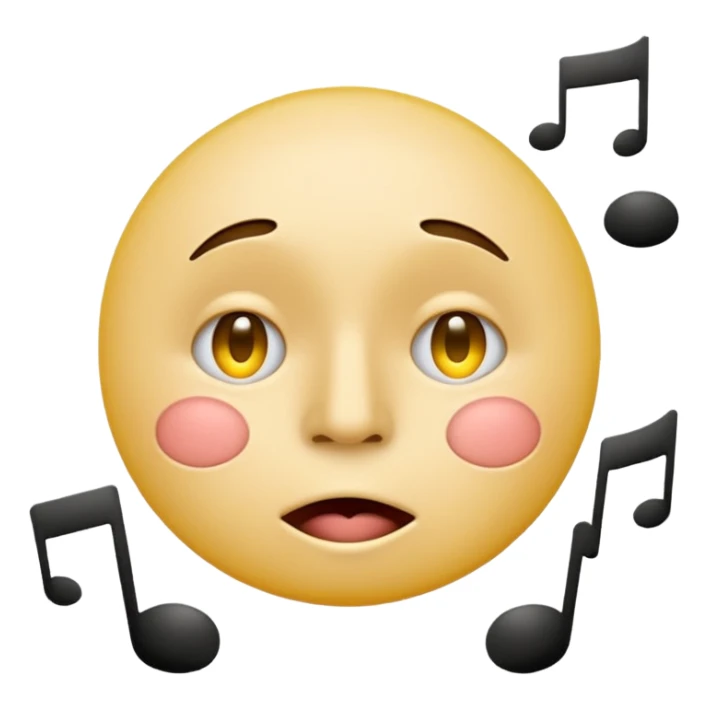 yellow circle face emoji whistling with music notes coming out its mouth and side-eyeing sticker