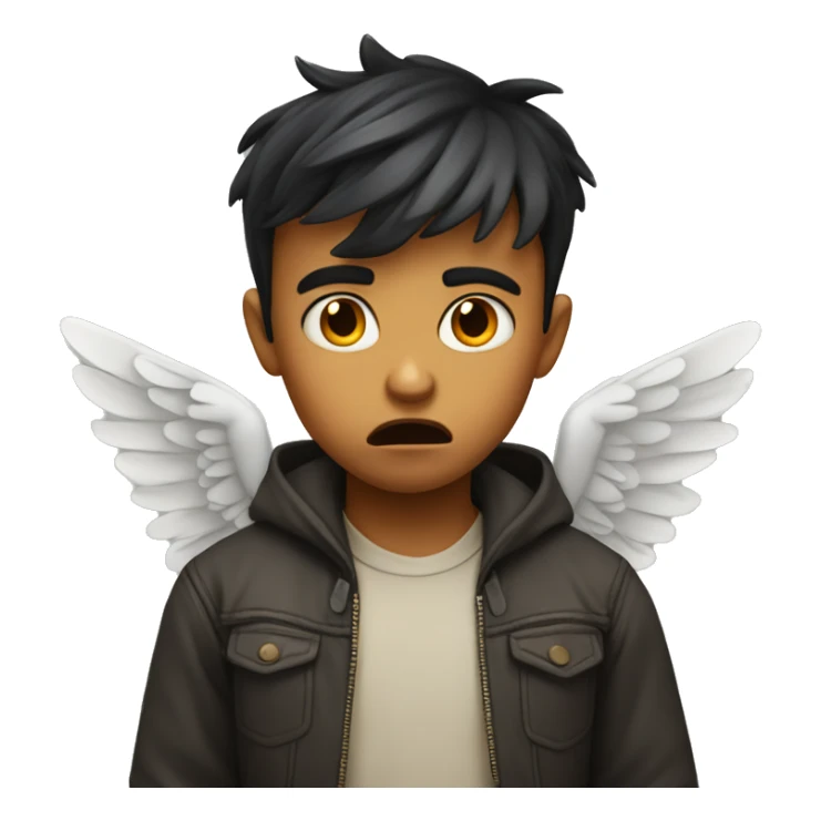 Little boy with wings and a angry face  sticker
