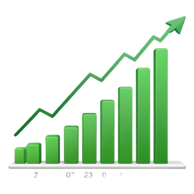 graph with line going up and the line being green sticker
