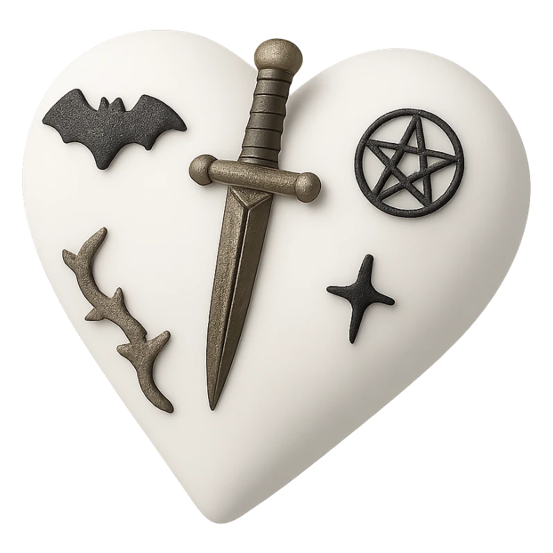 white goth heart, minimal, edgy, dark accents sticker