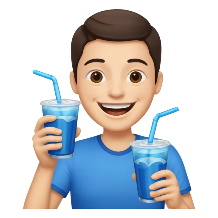 laughing face holding a double cup of blue drank sticker