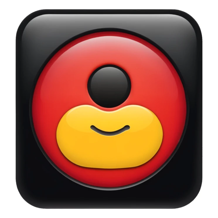 A wavy black and red rectangle with a medium sized yellow circle in the middle sticker