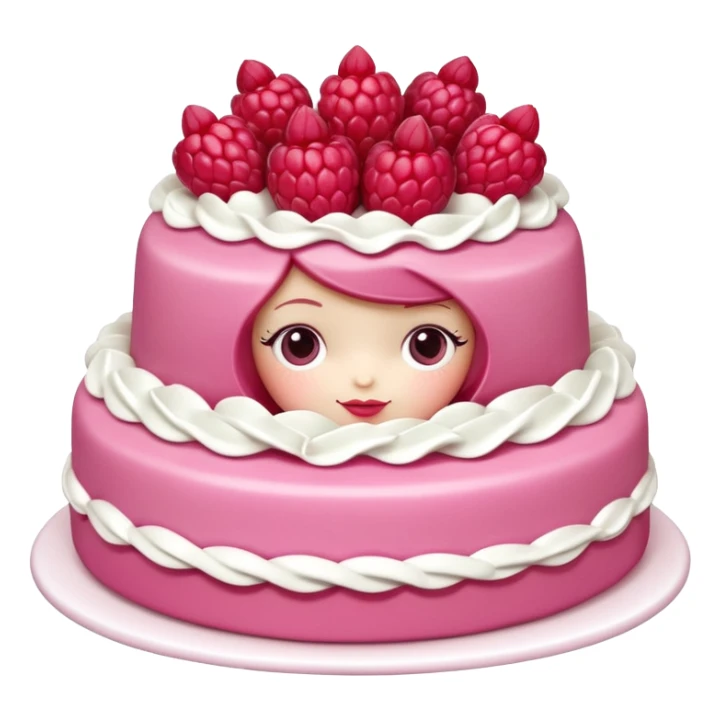 Isolated detaile illustration incredibly adorable modern raspberry torte doll figurine sticker