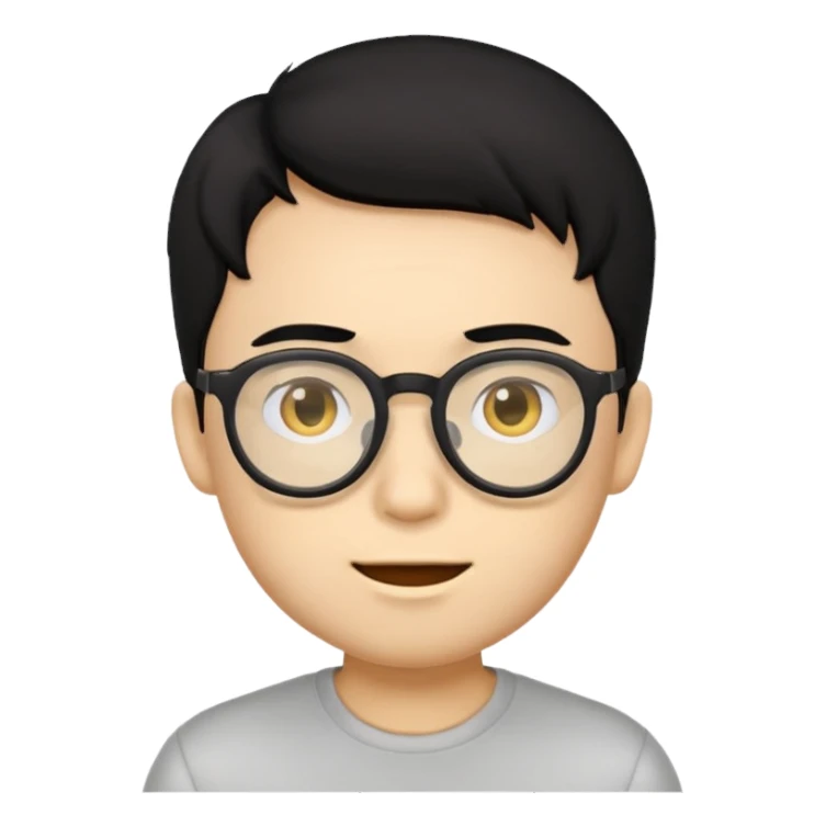Emoji boy with black hair and glasses sticker