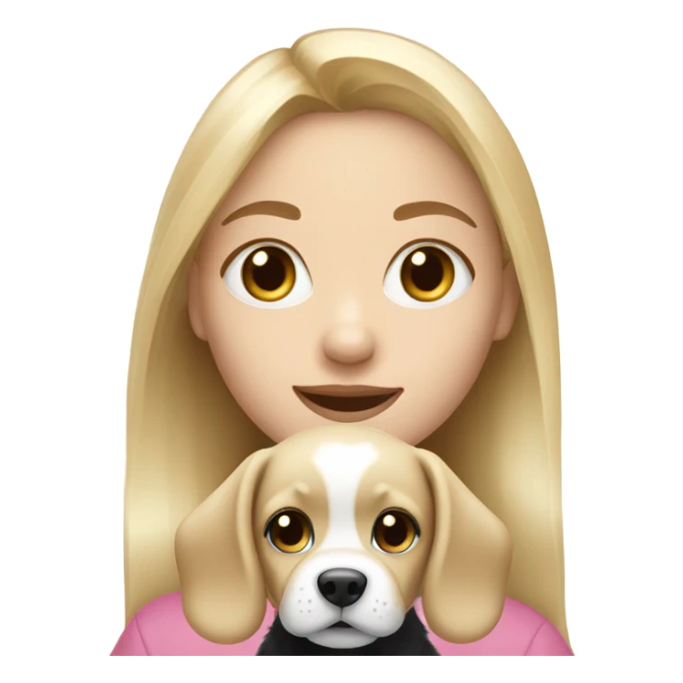 blonde haired girl with black and white puppy sticker