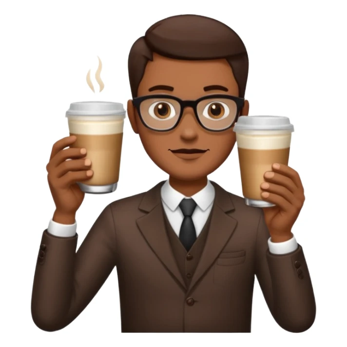 a man with two glasses of coffee sticker