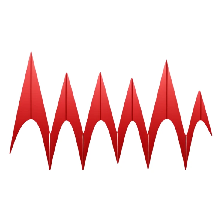 logo on white background showing a waveform morphing into a sheet of text. Clean red and white geometric style, minimal and modern, no text. Represents audio-to-text or video transcription powered by AI sticker