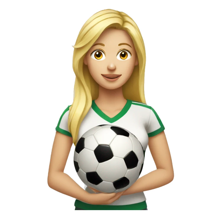 blond woman holding a soccer ball in her hand sticker