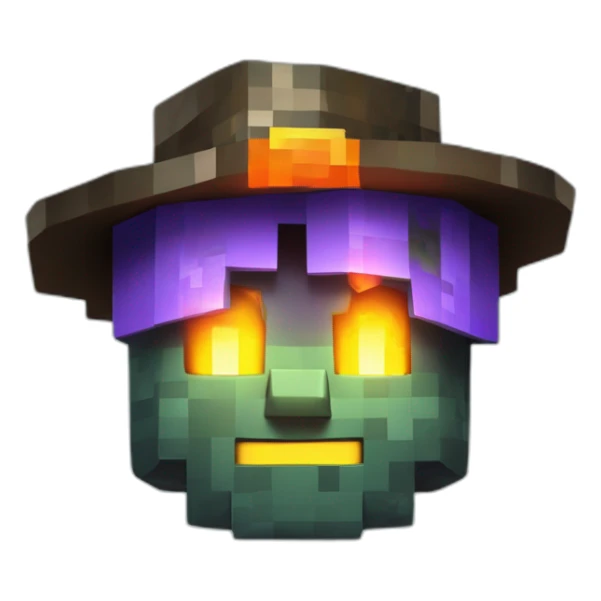 Pixel Minecraft Fedora Halloween Head Mask Diamond Obsidian Emerald Flame Shiny Glow Reward Legendary Unique Epic Mystery sticker