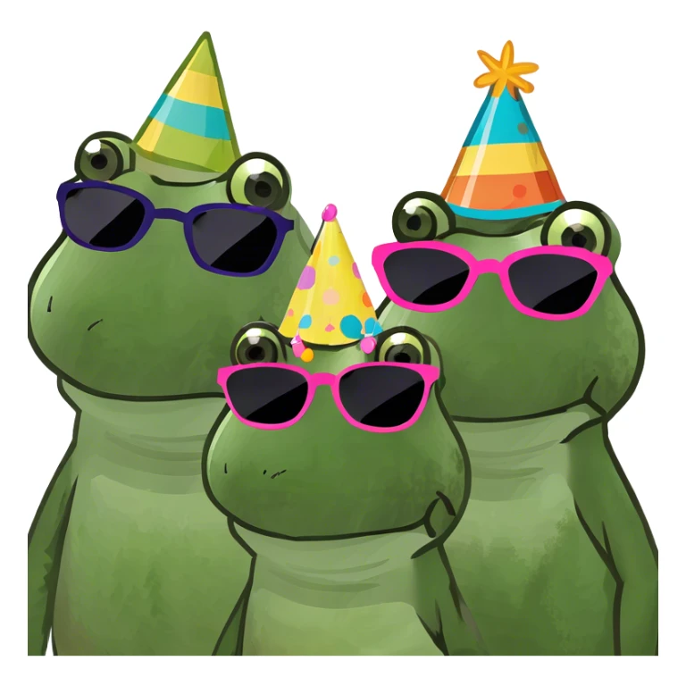 female frog at a party with other two female frog on the beach sticker