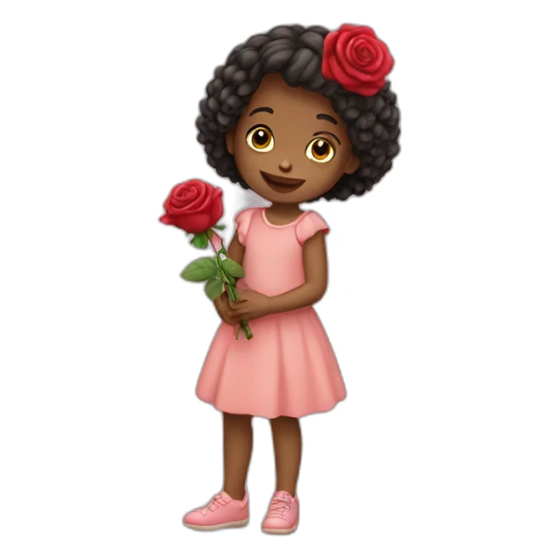 Little girl holding rose  sticker