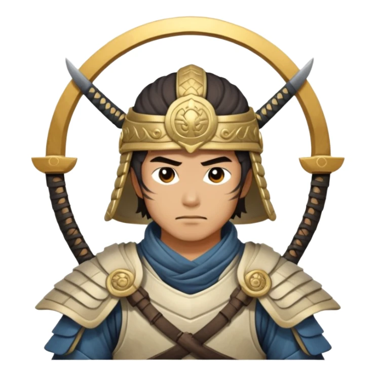 male samurai warrior with angelic halo and nomadic traveling gear sticker