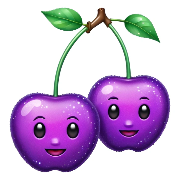 glitter purple and cian 2 cherrys sticker