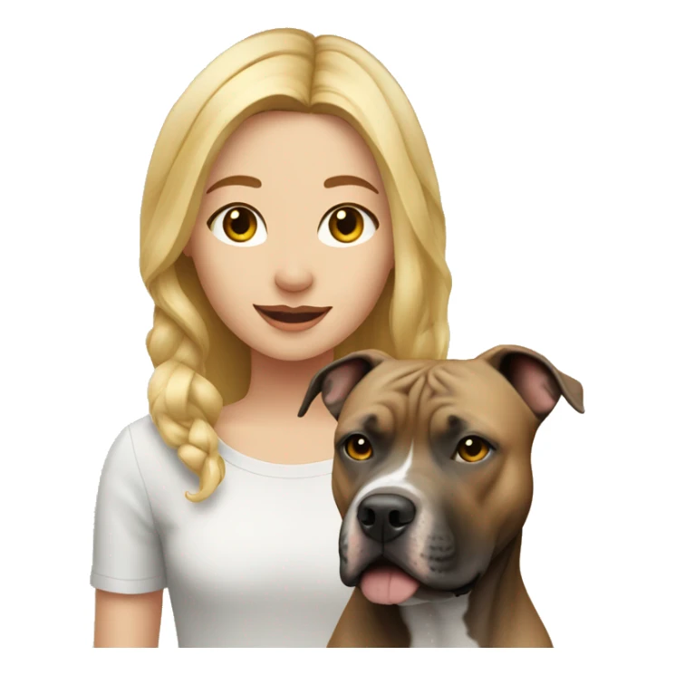 Blonde girl with american staffordshire terrier sticker