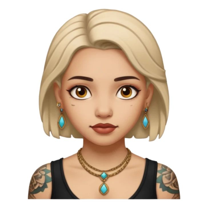 ancient girl Tattooed, not wearing necklace sticker