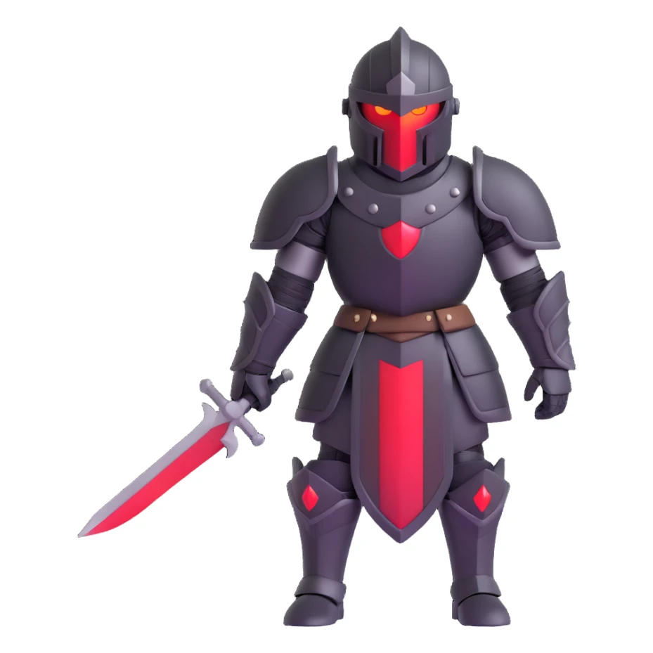 black-armored knight with glowing red eyes, mysterious and powerful sticker