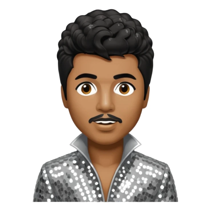 Little Richard with black hair, silver sequin outfit sticker