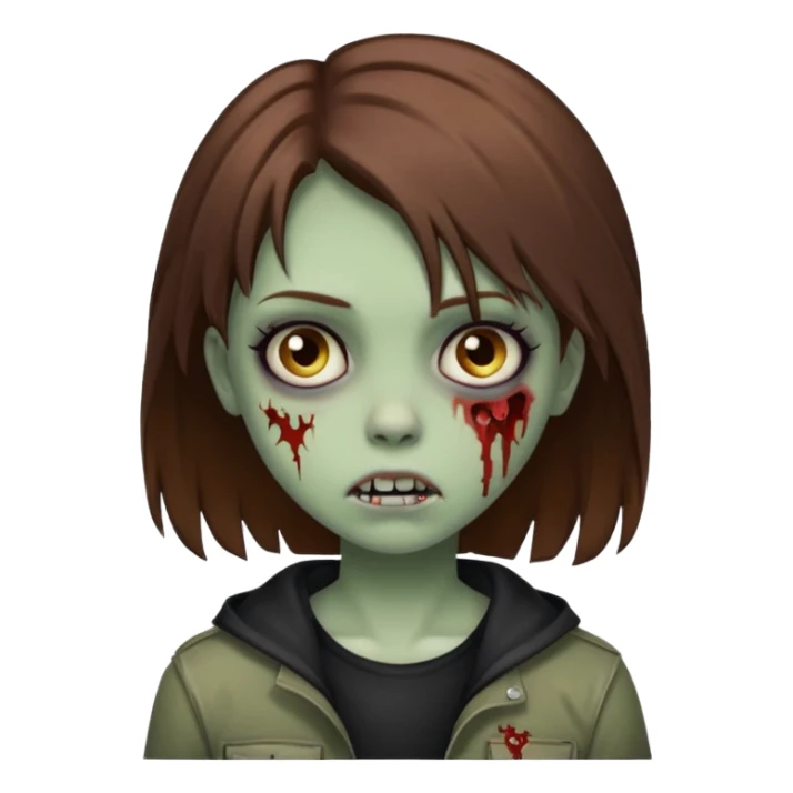 Girl zombie brown hair emo emoji sticker