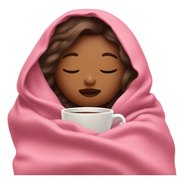 girl inside a pink blanket sipping coffee eyes closed sticker