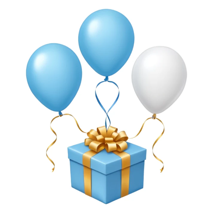 Make light blue and white balloons, and under the balloon strings, put gifts. sticker