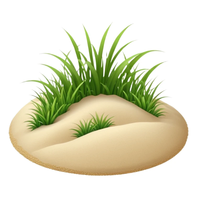 generate realistic detailed grass in 3d style with small sand  sticker