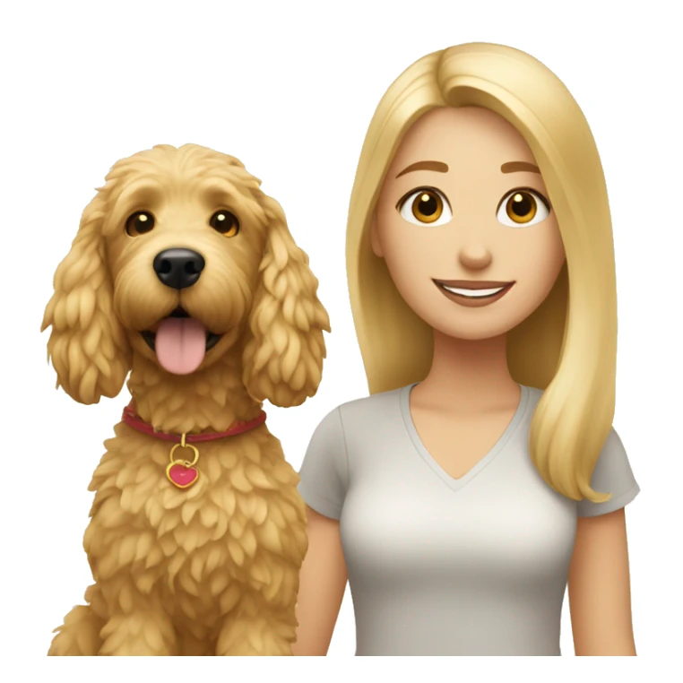 blonde girl with golden doodle dog sticker
