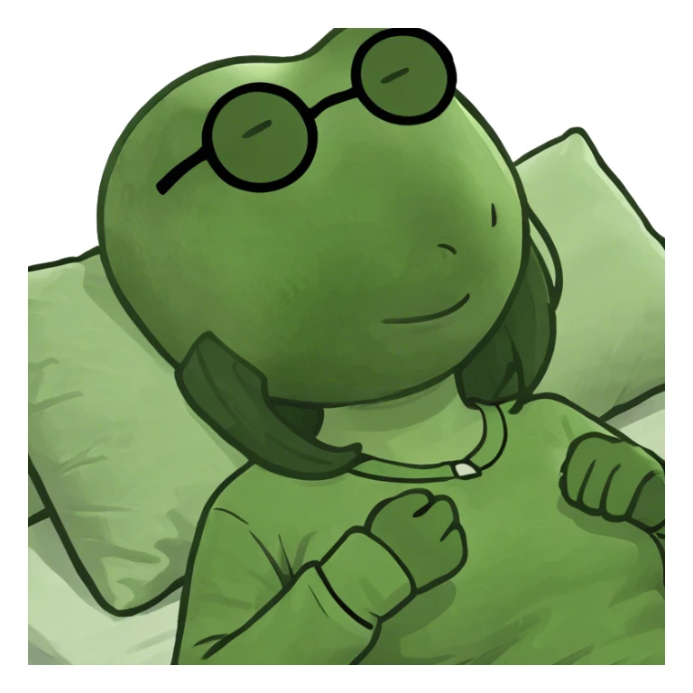 Dead tired girl in bed  sticker