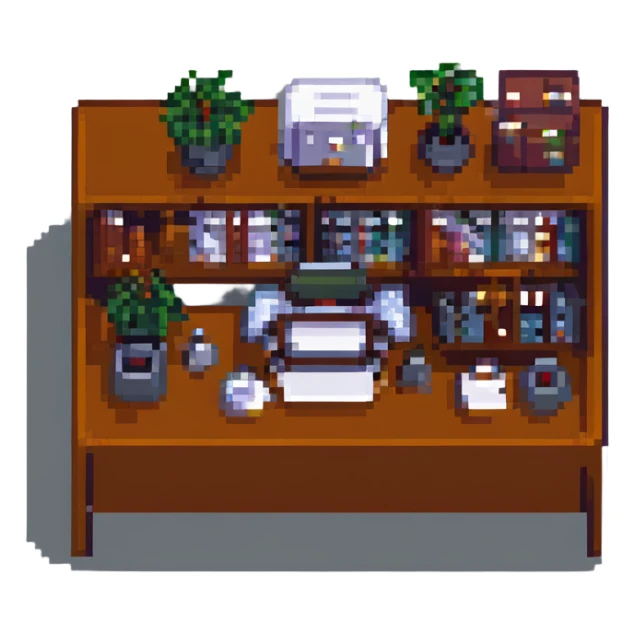 pixel art of the office from FNAF 1 sticker