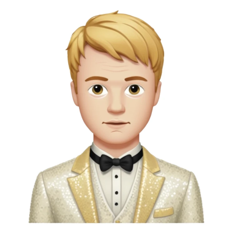 Finneas O'Connell with ivory sequin outfit sticker