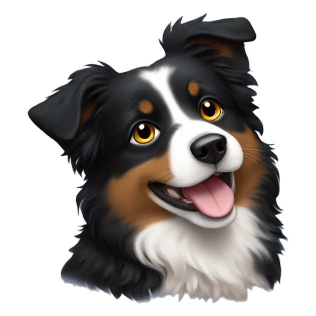 Small black australian shepherd dog with moon and stars  sticker