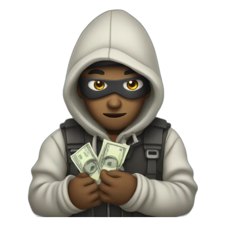 robber with a wad of money sticker
