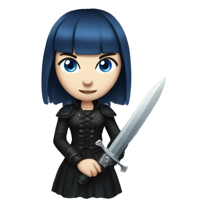 goth girl with blue eyes holding dagger sticker